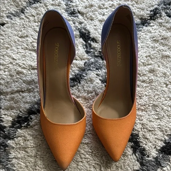 Shoe Dazzle Heel Stilettos Women’s Gradient Orange, Pink and Purple - Picture 2 of 5
